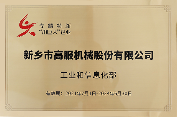 2020年，入選“國家級(jí)專精特新小巨人”企業(yè)